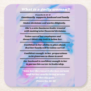 Dessous-de-verre Carré En Papier Liste De Femmes De Dieu Des Proverbes 31