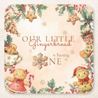 Dessous-de-verre Carré En Papier Little Gingerbread Christmas 1st Birthday