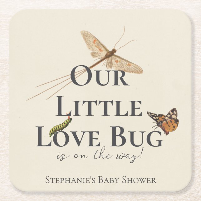 Dessous-de-verre Carré En Papier Little Love Bug Baby shower Genre Neutre (Devant)