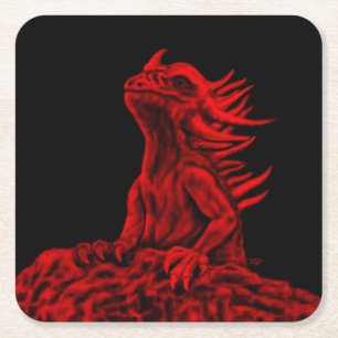 Dessous-de-verre Carré En Papier Little red Dragon