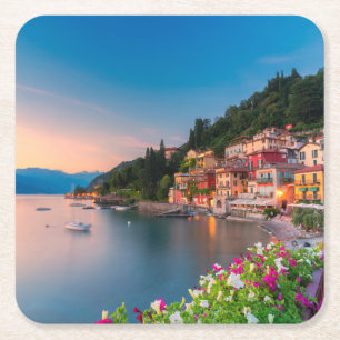 Dessous-de-verre Carré En Papier Littoral Varenna, Lombardie, Italie