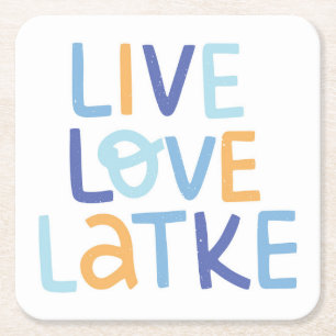 Dessous-de-verre Carré En Papier Live Love Latke Hanoukka Design