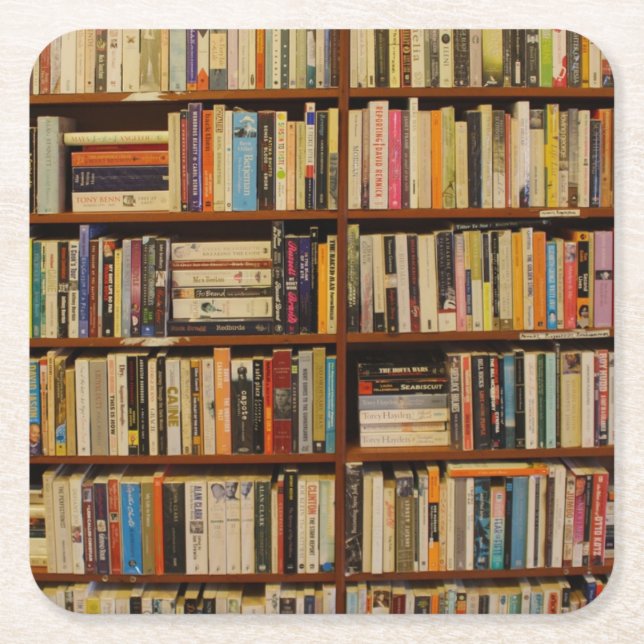 Dessous-de-verre Carré En Papier Livres dans la bibliothèque (Devant)