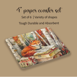 Dessous-de-verre Carré En Papier Livres de renard rustique vintage Bois Party autom
