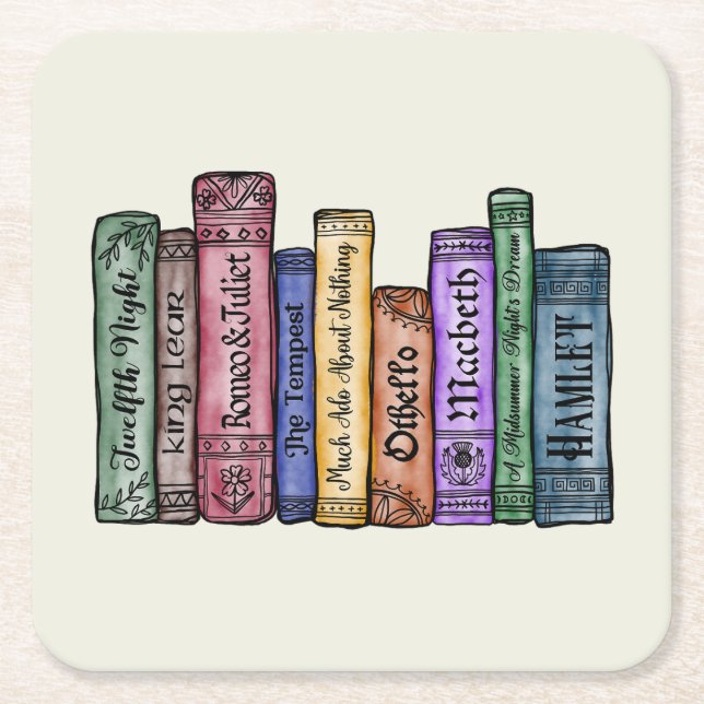 Dessous-de-verre Carré En Papier Livres Shakespeare No.1 (Devant)