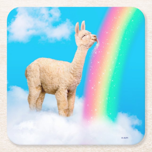 Dessous-de-verre Carré En Papier Llama Licking Rainbow (Devant)