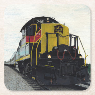 Dessous-de-verre Carré En Papier Locomotive ferroviaire
