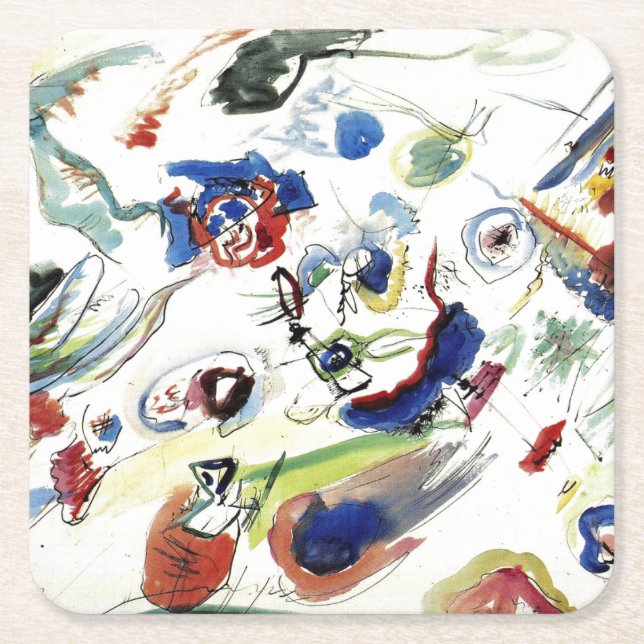 Dessous-de-verre Carré En Papier L'oeuvre Abstraite de Kandinsky (Devant)