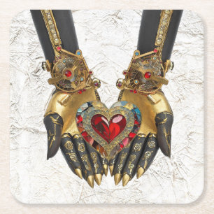 Dessous-de-verre Carré En Papier L'offre - Coeur dans les mains