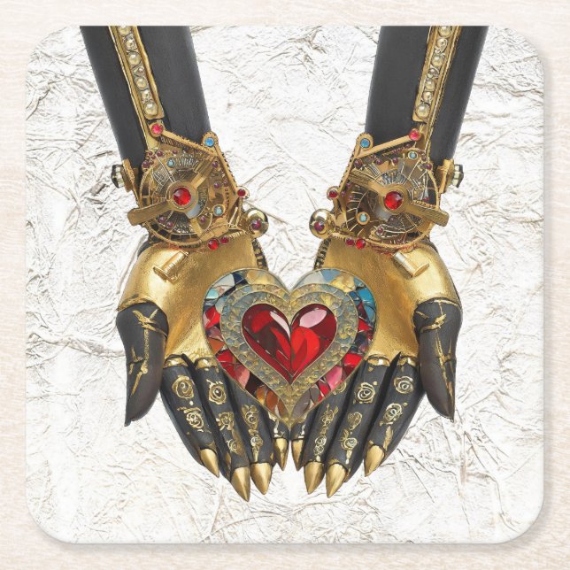 Dessous-de-verre Carré En Papier L'offre - Coeur dans les mains (Devant)