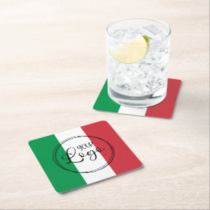 Dessous-de-verre Carré En Papier Logo Couleurs Italiennes Vert Blanc Rouge