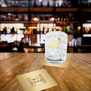 Dessous-de-verre Carré En Papier Logo d'entreprise Gold