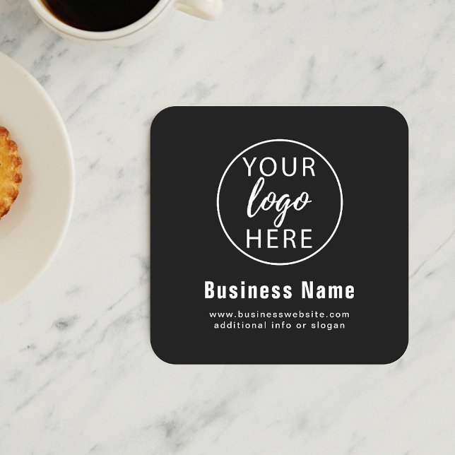Dessous-de-verre Carré En Papier Logo d'entreprise personnalisé (Simple Custom Business Logo Square Paper Coaster)