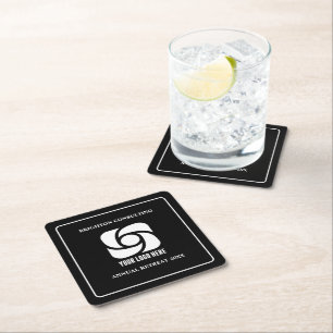 Dessous-de-verre Carré En Papier Logo d'entreprise personnalisé noir blanc fête d'e