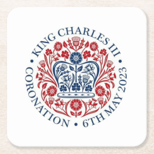 Dessous-de-verre Carré En Papier Logo du couronnement King Charles III