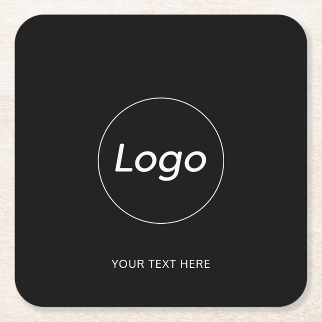 Dessous-de-verre Carré En Papier Logo noir simple (Devant)