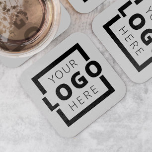 Dessous-de-verre Carré En Papier Logo promotionnel personnalisé en gris
