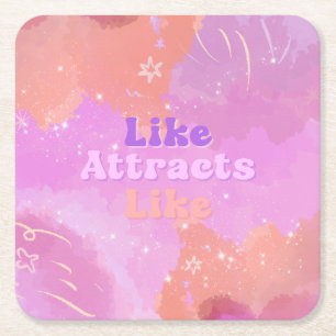 Dessous-de-verre Carré En Papier Loi d'Attraction Motivationnel Inspirant Rose