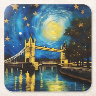 Dessous-de-verre Carré En Papier London Bridge Acrylique Art,