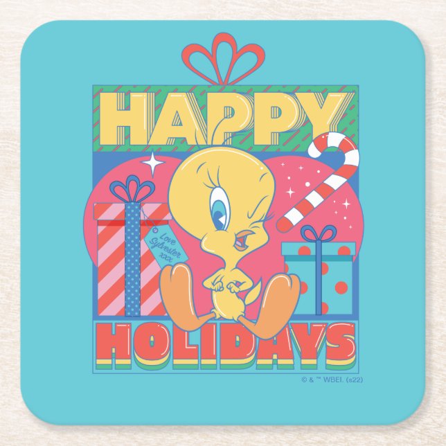 Dessous-de-verre Carré En Papier LOONEY TUNES™ | TWEETY™ Joyeuses fêtes (Devant)