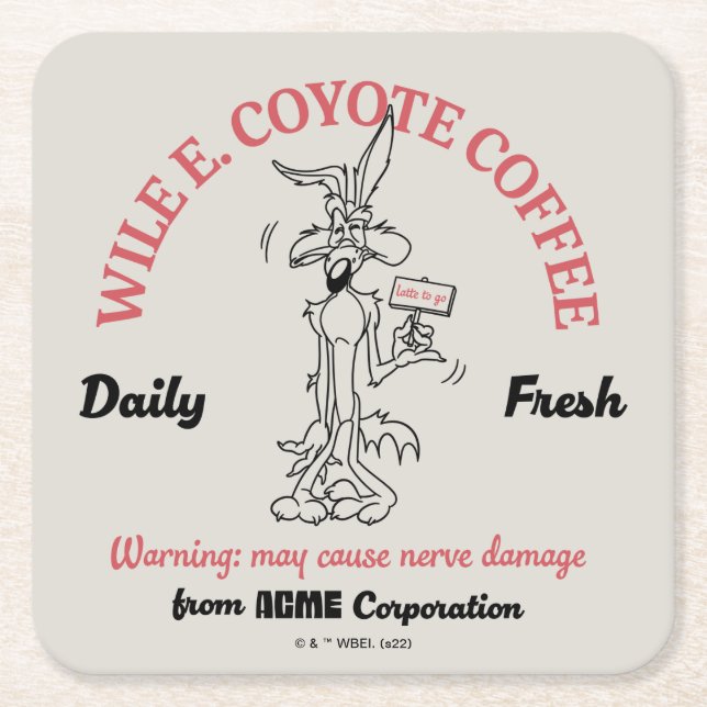 Dessous-de-verre Carré En Papier LOONEY TUNES™ | WILE E. COYOTE™ Café frais quotidi (Devant)