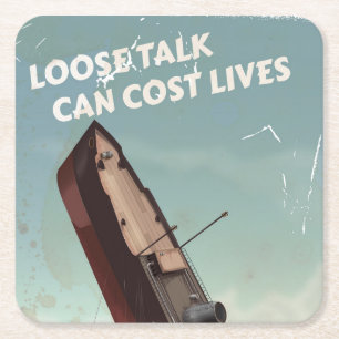 Dessous-de-verre Carré En Papier Loose Talk Cost Lives 2ÈME GUERRE MONDIALE Poster