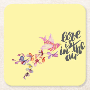 Dessous-de-verre Carré En Papier Love Branch Bird