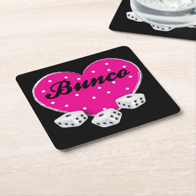 Dessous-de-verre Carré En Papier Love Bunco Pink Valentine Heart Dice (Incliné)