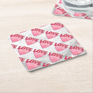 Dessous-de-verre Carré En Papier Love Heart Motif