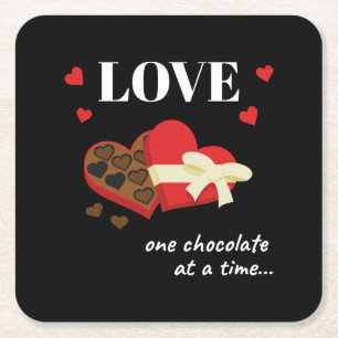 Dessous-de-verre Carré En Papier Love One Chocolate at a Time Drôle Citation