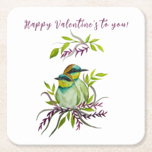 Dessous-de-verre Carré En Papier Lovebirds pour la Saint-Valentin