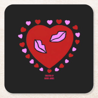 Dessous-de-verre Carré En Papier Lovely Heart Kisses Carré Dessous de verre papier