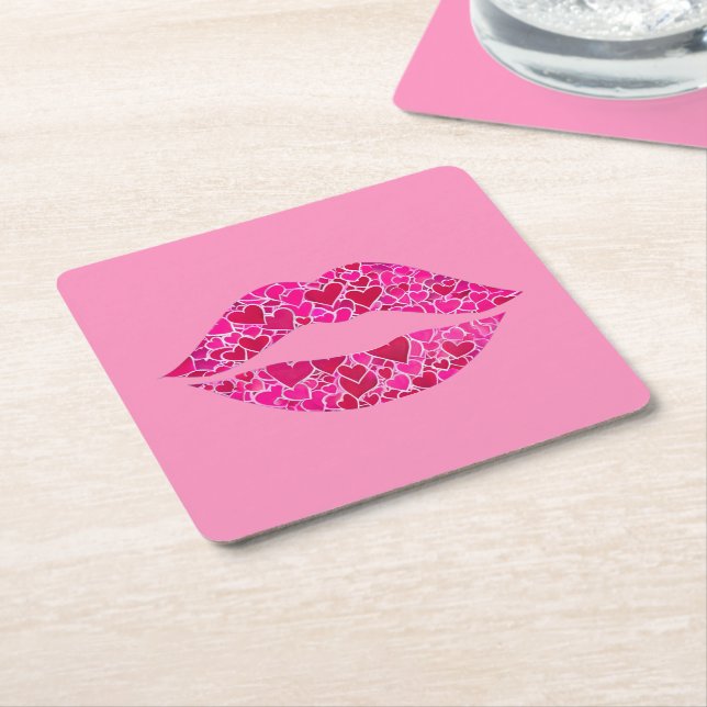 Dessous-de-verre Carré En Papier Loving Lips 01 (Incliné)