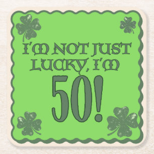 Dessous-de-verre Carré En Papier Lucky 50e Dessous de verre d'anniversaire