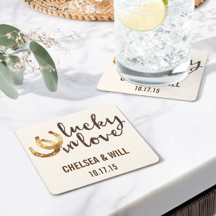 Dessous-de-verre Carré En Papier Lucky in Love Horseshoe Dessous de verre Mariages