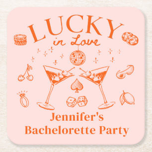 Dessous-de-verre Carré En Papier Lucky In Love Orange Cocktail Bachelorette