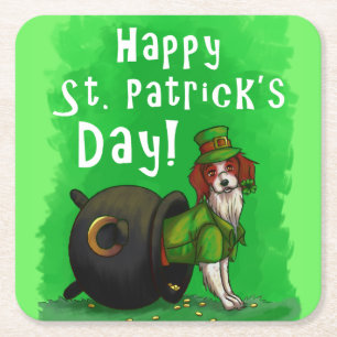 Dessous-de-verre Carré En Papier Lucky St. Patrick's Day Dog