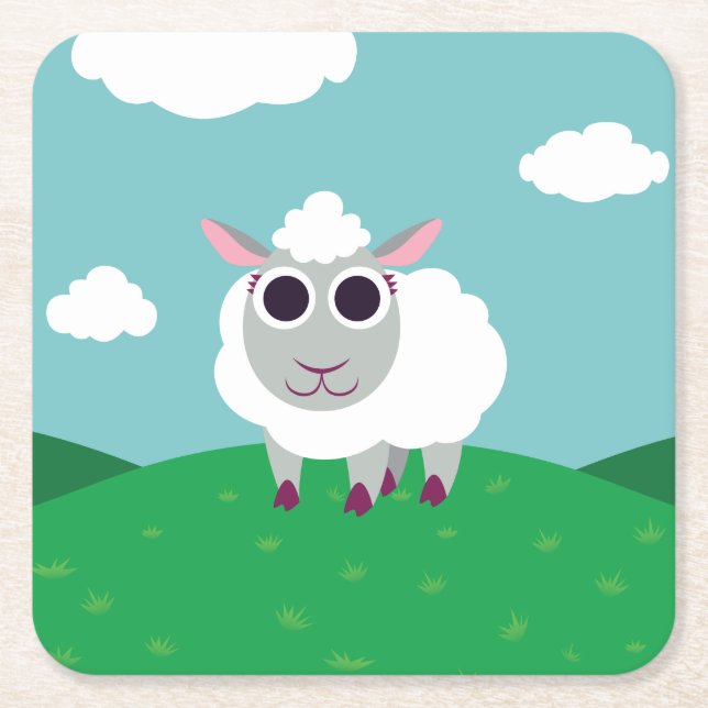 Dessous-de-verre Carré En Papier Lulu les moutons (Devant)