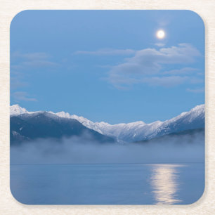 Dessous-de-verre Carré En Papier Lune couchante Seabeck, Washington