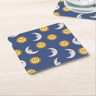 Dessous-de-verre Carré En Papier Lune et Soleil