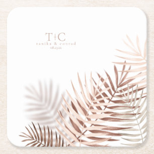 Dessous-de-verre Carré En Papier Lush Palm Leaf Mariage Terra Cotta/Wht ID956