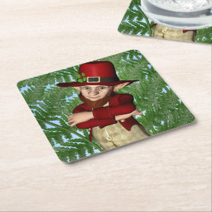 Dessous-de-verre Carré En Papier Lutrin de lutin shamrock Art folklorique irlandais