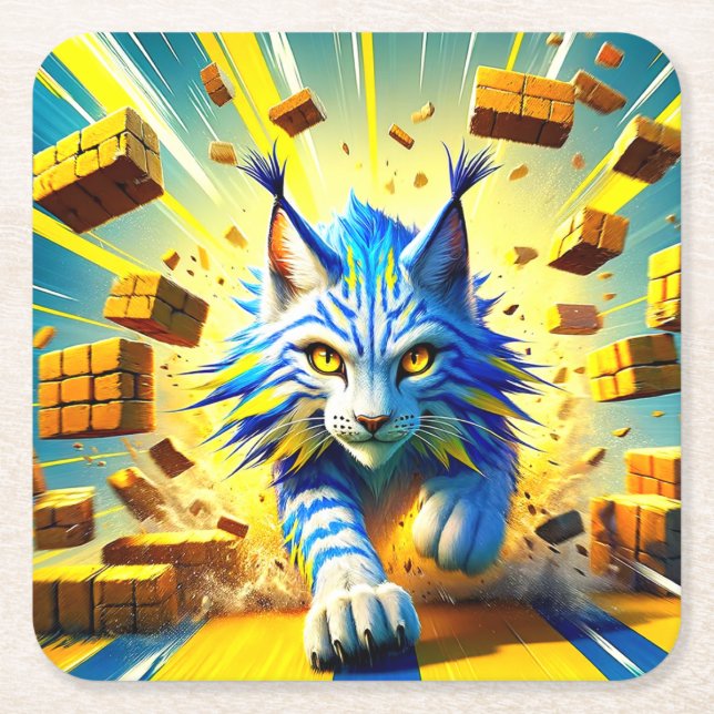 Dessous-de-verre Carré En Papier Lynx (Devant)