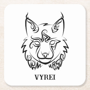 Dessous-de-verre Carré En Papier Lynx tribale noire et blanche