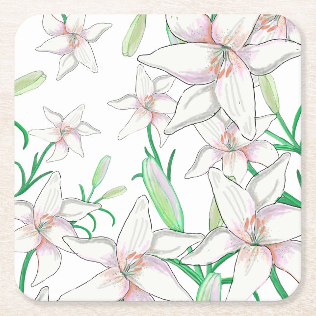Dessous-de-verre Carré En Papier Lys blancs (Devant)