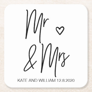 Dessous-de-verre Carré En Papier M. et Mme Wedding Coasters
