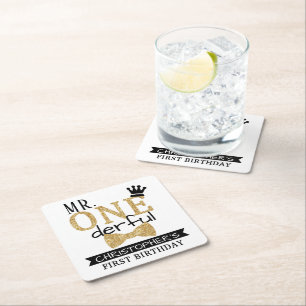 Dessous-de-verre Carré En Papier M. ONEderful 1st Birthday Party