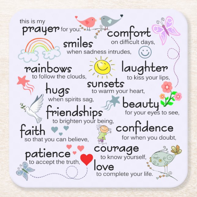 Dessous-de-verre Carré En Papier Ma prière pour vous (Devant)