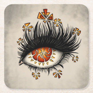 Dessous-de-verre Carré En Papier Macabre étrange oeil art