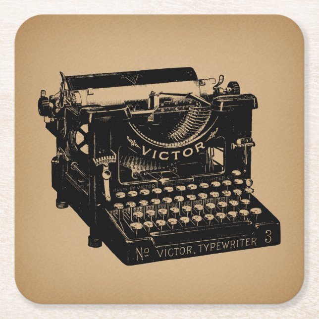 Dessous-de-verre Carré En Papier Machine à écrire d'époque (Devant)